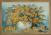 Гобелен картина Роскошный желтый букет - 38х50 см (багет золото)