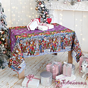 Скатерть новогодняя Рождество с люрексом (фиолетовая) купонная гобеленовая 130х180 +/- 5 см