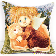 Чехол декоративный Ангел тепла и уюта с котиком ( автор рисунка Л Чувиляева) 45х45 +/-2 см