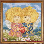 Гобелен картина Ангелы сильной любви 45х45 см (багет 2)