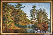 Гобелен картина Лесное озеро- 64х44 см (багет 2 золото)