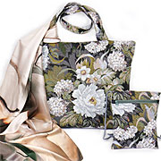 Набор подарочный Арина : Сумка с подкладкой и молнией 31х42 см + Сумочка для телефона 15х20 см + Платок Шёлковый вальс (малахит) 85х85 см (100% шёлк)