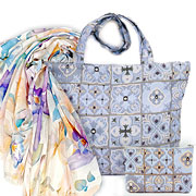 Набор подарочный Чародейка, гобелен: Сумка с подкладкой и молнией (широкая) 31х42 см + Палантин Орхидея №7 80х180 см + Косметичка 14х20 см