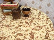 Скатерть овальная Бежевые листья (гобеленовая, 160х210 +/- 5 см, бахрома). Коллекция Уют Скатерть овальная Бежевые листья (гобеленовая, 160х210 +/- 5 см, бахрома). Коллекция Уют