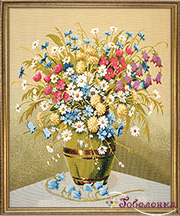 Гобелен картина Букет с колокольчиком - 55x62 см (багет 2 золото)