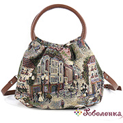 Женская сумка Городская 316 гобелен+экокожа 35х28х12 см