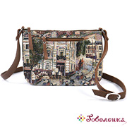 Маленькая каркасная женская сумка Городская 360 гобелен + экокожа 26х19х9 см
