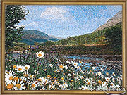 Гобелен картина Горные ромашки 62х42 см (багет 2)