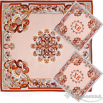 Пасхальные салфетки на стол: Салфетка большая Трапеза 64х67 (+-2) см+ 2 салфетки Вязь ХВ 31х33 (+-2) см