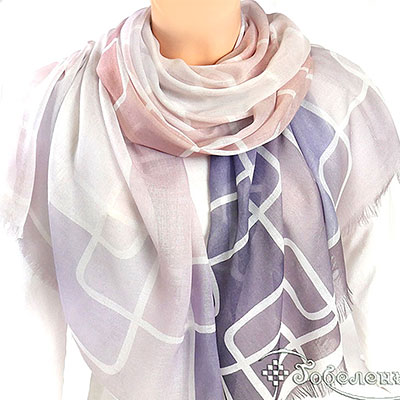 Палантин Лабиринт удачи  80х180 см №6 сиреневые сумерки (100% хлопок)