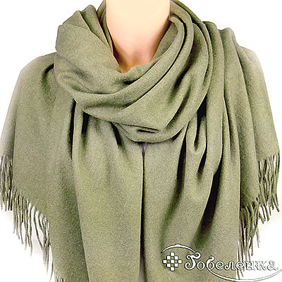 Палантин однотонный Оливковый 65х180 см (100% кашемир)