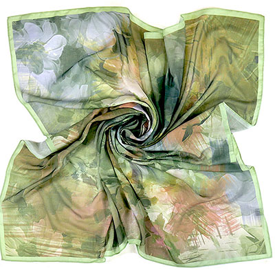 Платок Цветочная опера. Античная зелень 117х117 см (62%вискоза, 38% модал)