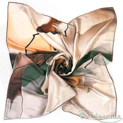 Платок Шёлковый вальс (малахит) 85х85 см (100% шёлк)