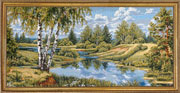 Гобелен картина Летний пейзаж (пейзаж без уток) 72х39 см (багет2)