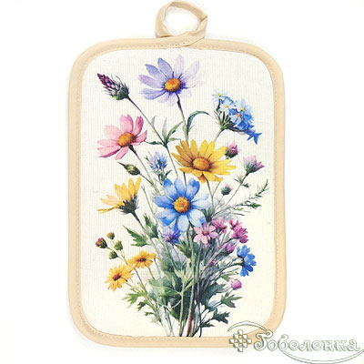 Прихватка Полевой букет 14х22 см (печать 70%ПЭ, 30%Хлопок)