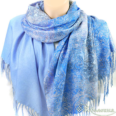 Палантин двусторонний Зимняя сказка №7 -  70х180 см Снегурочка (100% искусственный кашемир)