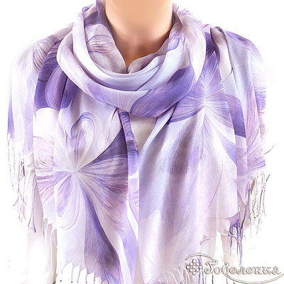Палантин Весна №9 (сиреневый)  180х70 см ( бамбуковое волокно 80%, шелк 20%)