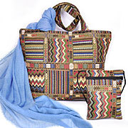 Набор подарочный Мексика, гобелен: Сумка с подкладкой и молнией 31х42 см + Сумочка для телефона 15х20 см + Палантин Бриз 90х180 см