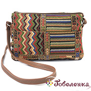 Маленькая женская сумка Мексика-2 979 гобелен + экокожа 26х18х5 см