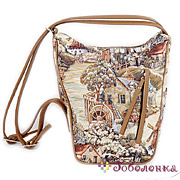 Женская сумка-рюкзак Мельница 705 гобелен+экокожа 28х20х17 см