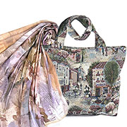 Набор подарочный: Сумка с подкладкой и молнией (широкая) Городская 42х31 см + Платок Цветочная опера. Сиреневый шёпот 117х117 см (62%вискоза, 38% модал)