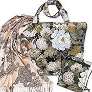 Набор подарочный Арина: Сумка с подкладкой и молнией 31х42 см + Сумочка для телефона 15х20 см + Палантин Богема №13 (айвори) 70х180 см (100% кашемир)