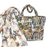 Набор подарочный : Сумка с подкладкой и молнией (широкая) Любимый сад 31х42 см + Палантин Пионы 170х70 см (модал 100%)