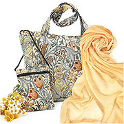 Набор гобелен Ар-Нуво: Сумка с подкладкой и молнией 31х42 см+ Сумочка для телефона 15х20 см + Палантин Бриз №45 (абрикосовый щербет) 92х180 см (Хлопок 100%)