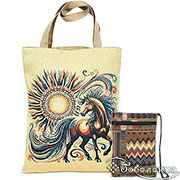 Набор: Сумка гобеленовая Конь-Огонь 35х47 см и сумочка для телефона на молнии гобелен (в ассортименте) Мексика 15х20 см