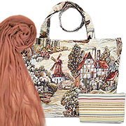 Набор подарочный Мельница: Сумка с подкладкой и молнией (широкая) 31х42 см, гобелен + Палантин Бриз №51 (карамельный)+ Косметичка Утренняя мелодия 14х20 см Набор подарочный Мельница: Сумка с подкладкой и молнией (широкая) 31х42 см, гобелен + Палантин Бриз №51 (карамельный)+ Косметичка Утренняя мелодия 14х20 см