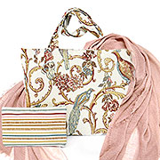 Набор подарочный Райский сад: Сумка с подкладкой и молнией (широкая) 31х42 см, гобелен + Косметичка на молнии гобелен 14х20 см + Палантин Бриз №53 (чайная Роза2) 92х180 см (Хлопок 100%)