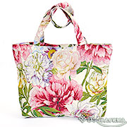 Сумка с подкладкой и молнией (широкая) Роскошные пионы (светлый фон) 31х42 см, гобелен