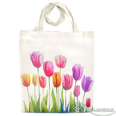Сумка шоппер Тюльпаны 42х35 см, хлопок+печать
