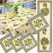 Подарочный набор Лимоны, гобелен : Скатерть 160х190 см + Скатерть-дорожка 143х38 см + Салфетка  38х38 см (4шт)