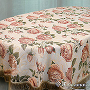 Скатерть Розы винтаж овальная (гобеленовая 190х160 +/-3см,бахрома)