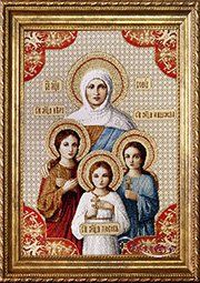 Гобелен икона Вера, Надежда, Любовь и мать их София 27х38см (багет 2)