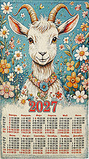 Календарь 2027 Год Козы 40х70 см (гобелен)