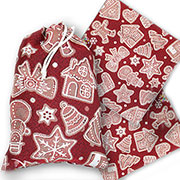 Набор подарочный Пряники (красный) : Мешочек гобеленовый для подарков 36х25 см с люрексом + Салфетка декоративная 38х39 см люрексом 2 шт