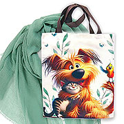 Набор подарочный Сумка шоппер Друзья 42х35 см, хлопок, печать, + Палантин Бриз (светлый мятно-бирюзовый) 92х180 см (Хлопок 100%)