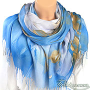 Палантин Волшебный цветок (лазурный) 70х180 см (бамбук 100 %)