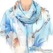 Палантин Нежная Магнолия (светло-голубой) 180х78 см (хлопок 100%)