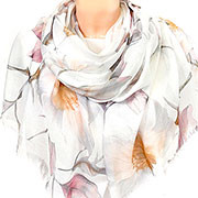 Палантин Нежная Магнолия (белый) 180х78 см (хлопок 100%)