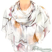 Палантин Нежная Магнолия (белый) 180х78 см (хлопок 100%)