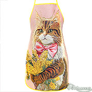 Фартук Кот с мимозой 81х65 см, гобелен