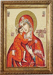 Гобелен икона<br> Богородица Фёдоровская  28х38см (багет 2)