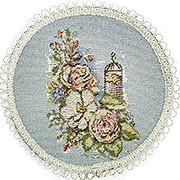 Салфетка гобеленовая круглая Французский роман (цветы и клетка) D-19см (+/-1)