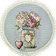Салфетка гобеленовая круглая Французский роман (цветы в вазе) D-20см (+/-1)