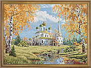 Гобелен картина Храм у воды - 72х52 см (багет 2)