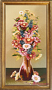Гобелен картина Букет с Хризантемами- 70х40 см (багет 2)