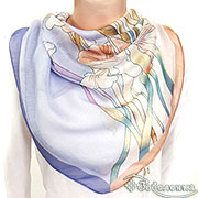 Платок Ирисы 87х87 см цвет №7 (100% хлопок)